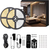 105ft White LED Strip Lights with Remote (52.5ft/Roll) Warm White Bright LED Tape Light for Bedroom and Kitchen Cabinet Lighting